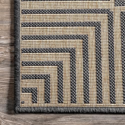 nuLOOM Asha Dark Grey Bordered Indoor/Outdoor Runner Rug, 2' x 10' - Image 4