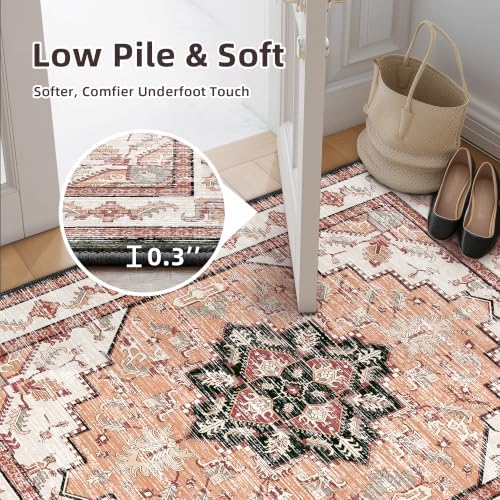 Area Rugs 5x7 Washable Non-Slip Boho Rug for Living Room, Orange - Image 5