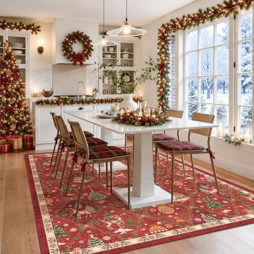 6x9 Non Slip Area Rugs for Living Room, Red Christmas Rug for Bedroom - Image 5