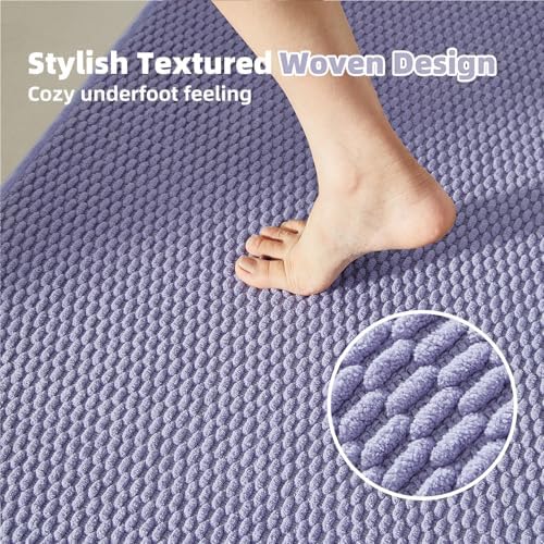 TYUU Bathroom Runner Rug, Long Bath Mat Washable Thin Quick Dry Low Pile Bathroom Runner Rugs 24 x 60 Non Slip, Lavender 24"x60" - Image 3