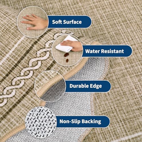 GarveeHome Scalloped Runner Rug for Hallway 2x10 Non Slip Washable, Jute - Image 3