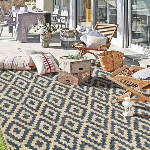 SAND MINE Reversible Mats, Plastic Straw Rug, Modern Area Rug, Large Floor Mat and Rug for Outdoors, RV, Patio, Backyard, Deck, Picnic, Beach, Trailer, Camping (8' x 10', Grey Tan Lattice) - Image 7
