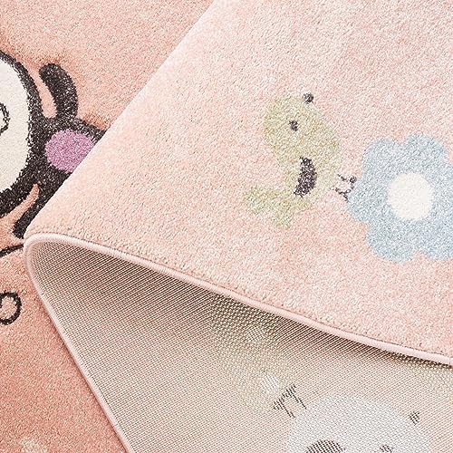 SAFAVIEH Carousel Kids Collection Area Rug - 8' Square, Blush Pink, Geometric Design, Ideal for High Traffic Areas in Living Room, Bedroom, Dining (CRK120U) - Image 5