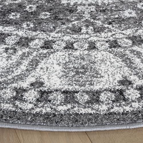 SAFAVIEH Vintage Hamadan Round Rug 6'7", Traditional Grey & Black VTH214K - Image 4