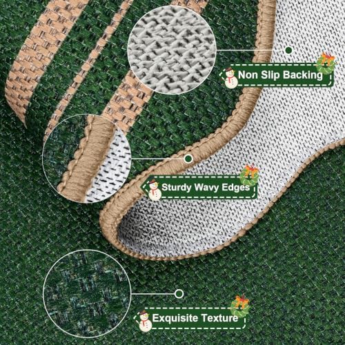 Easy Jute Christmas Outdoor Mats for Front Door, 2x3 Small Washable Kitchen Rugs, Farmhouse Green Throw Rug Non Slip Indoor Outdoor Carpet for Porch Entryway Foyer - Image 4
