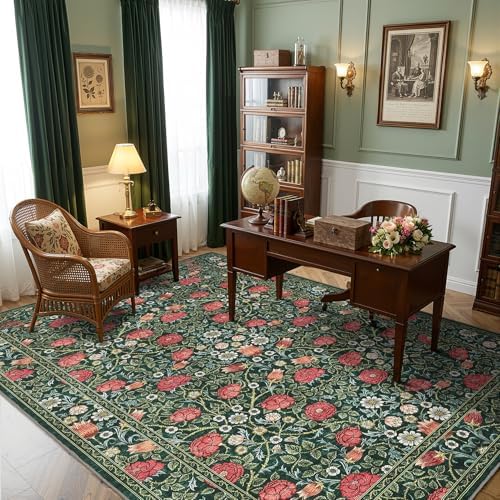 GarveeHome Green Floral 6x9 Area Rug for Bedroom Living Room - Image 3