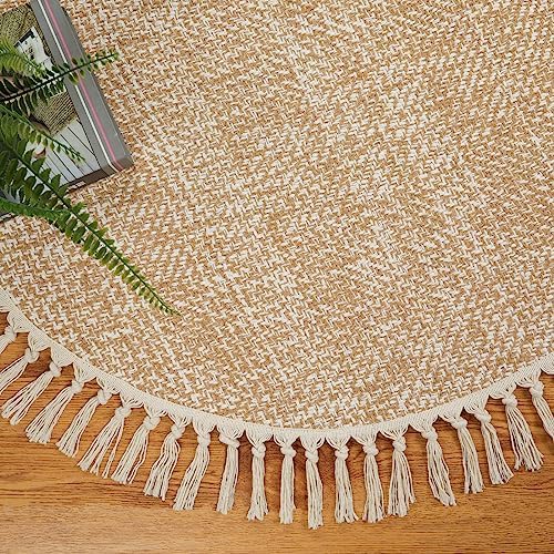Collive Boho Round Area Rug, Soft Hand Woven Washable Bedroom Carpet 3ft - Image 3