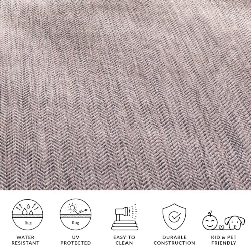 SAFAVIEH Outdoor Area Rug 5'3"x7'7" - Courtyard Collection - Coastal Design, Brown & Beige, Durable & Easy Cleaning, Ideal for Patio, Entryway, Mudroom, Backyard (CY8022-36321) - Image 6