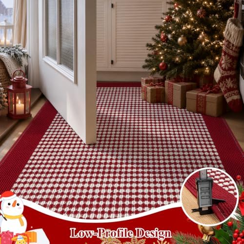 Ileading Christmas Indoor Door Mat Washable Red Xmas Dog Muddy Rug 3x5ft - Image 5