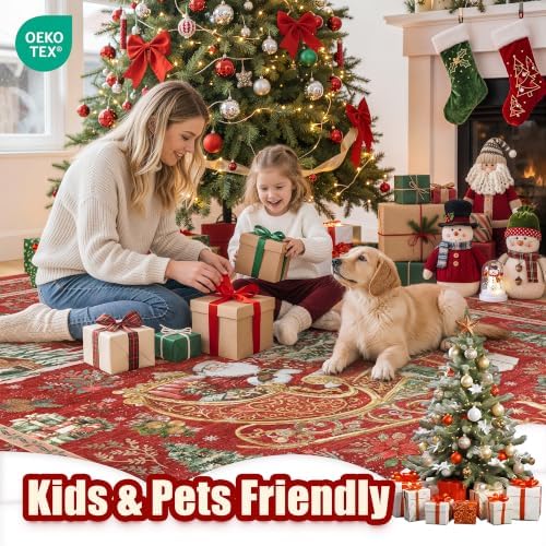 zesthome 8x10 Area Rugs, Christmas Rugs for Living Room,Washable Rug,Red - Image 7