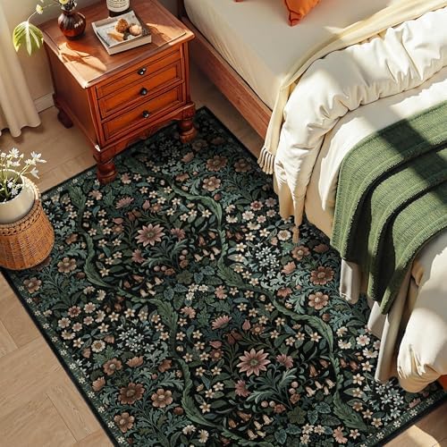3x5 Floral Area Rug Soft Low Pile Boho Carpet for Living Room - Image 4
