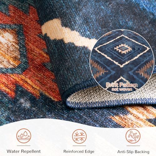 BESTSWEETIE 8'x10' Washable Area Rug for Living Room Bedroom Darkblue - Image 2
