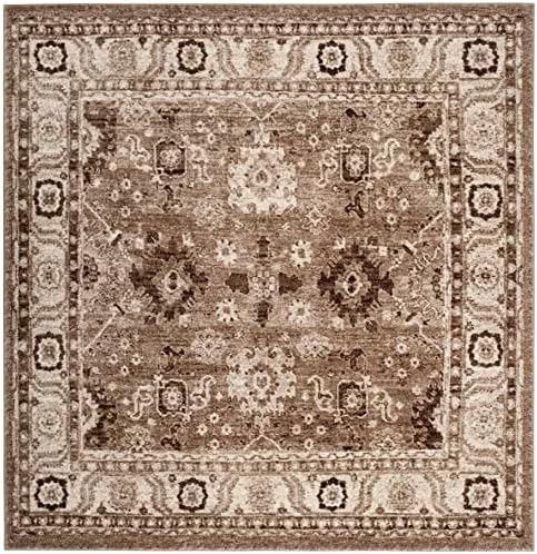 SAFAVIEH Vintage Hamadan Square Rug 6'7", Traditional Taupe VTH214T - Image 3