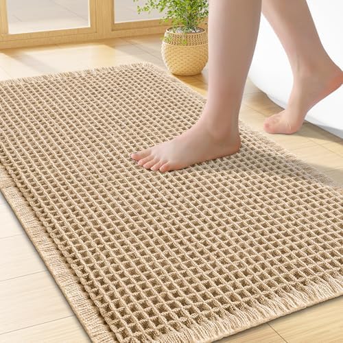 Smiry Waffle Bath Mat 24X16, Extra Soft Absorbent Bathroom Rugs, Brown by Smiry
