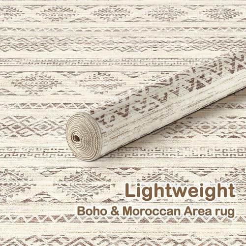 Tortania Area Rug Living Room Rugs - 6x9 Washable Large Soft Neutral Boho Moroccan Bohemian Farmhouse Rug Indoor Floor Carpet for Bedroom Under Dining Table Home Office Decor - Brown - Image 5