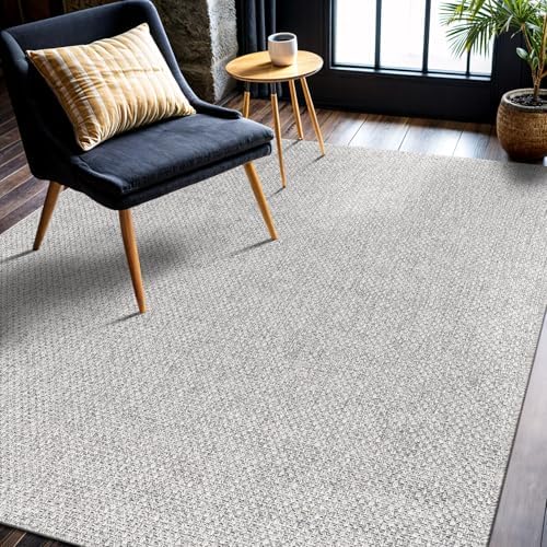 CAMILSON Easy Jute Rug 8x10, Indoor Outdoor Grey Color Area Rugs for Living Room Farmhouse Patio and Kitchen Rug, Solid Boho Woven Design, Easy-Cleaning, Washable Outside Carpet Alfombras (8 x 10) - Image 5