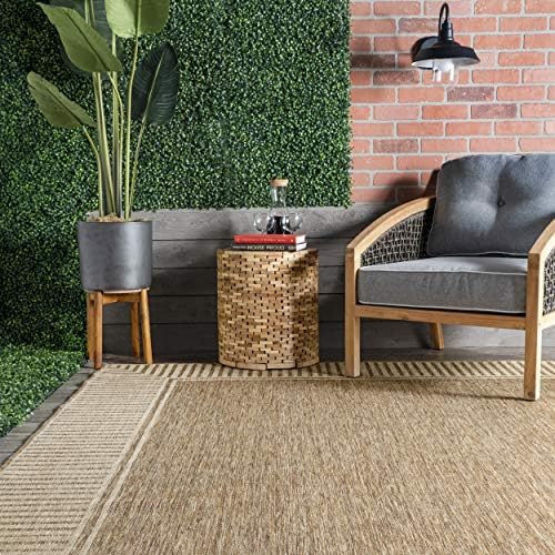 nuLOOM Asha Light Brown Bordered Indoor/Outdoor Area Rug, 6' 7" x 9' - Image 3