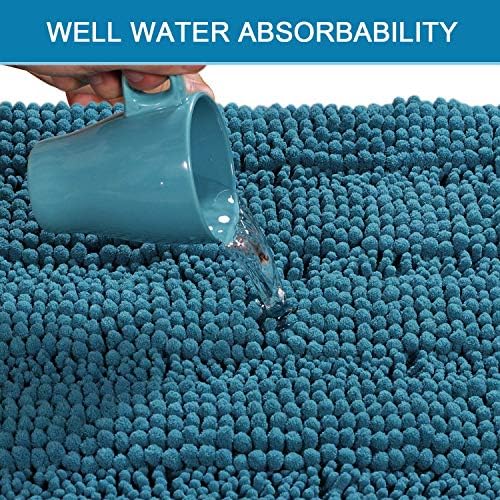 H.VERSAILTEX 2 Piece Bathroom Set - Super Absorbent Chenille Striped Bath Mats - Non Skid, Machine Washable - Turquoise Blue, 24 x 36 Plus 20 x 32 Inches - Image 5