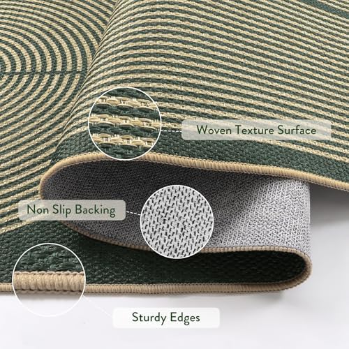 Lahome Modern Rainbow Green Entryway Rug, 3x5 Washable Outdoor Porch Rug - Image 3