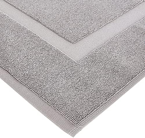 Amazon Basics Banded Bathroom Bath Rug Mat, Machine Washable, 100% Cotton, 31" x 20", Light Gray (Pack of 2) - Image 5