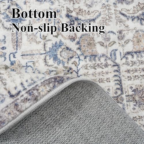 RUUGME Washable Area Rug 2x3 - Vintage Kitchen Rugs Stain Resistant Rugs for Living Room Bedroom Laundry Room Mat Distressed Rug Hallway Floor Carpet Runner for Bathroom 2'x3' Grey/Brown/Blue - Image 4