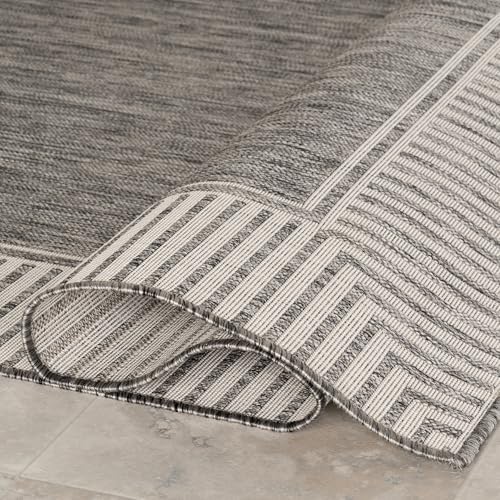 nuLOOM Asha Grey Bordered Power Loomed Indoor/Outdoor Area Rug, 4' x 6' - Image 7