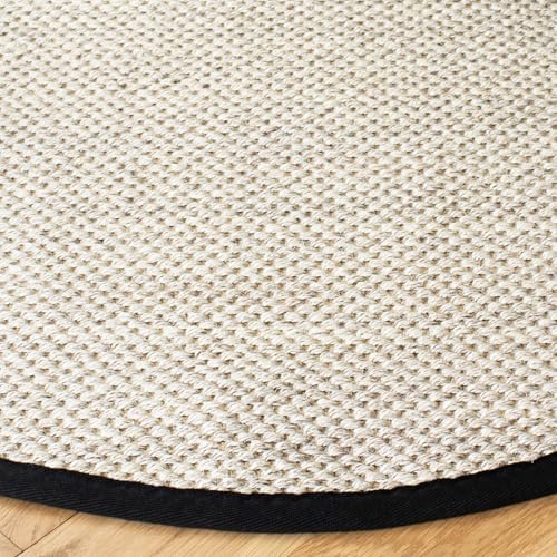 SAFAVIEH Natural Fiber Round Rug 3', Sisal Textured Marble & Black NF143A - Image 4