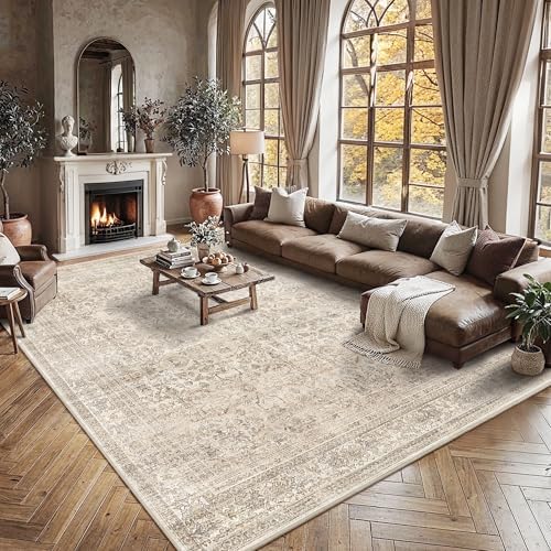 Schweek 8x10 Neutral Beige Area Rugs Washable Non Slip Rugs for Living Room - Image 3