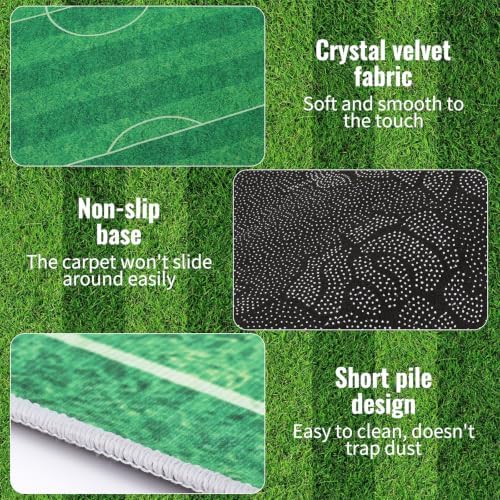79” x 59” Soccer Rug, Green Grass Soft Cushioned Play Rug - Image 3