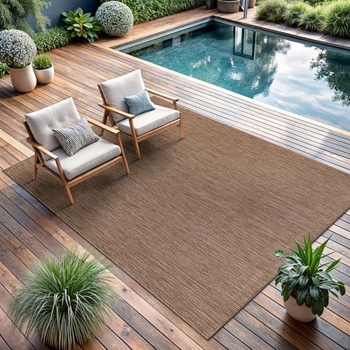 CAMILSON Outdoor Rug 5x7 Modern Area Rugs for Indoor and Outdoor Patios and Porches - Waterproof, Washable, Non-Shedding, Easy-to-Clean Outside Carpet (5 x 7, Solid - Jute) - Image 4