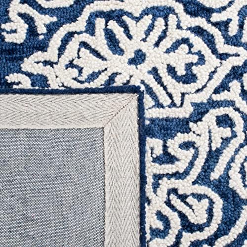 SAFAVIEH Blossom Collection 2' x 3' Navy/Ivory BLM112N Handmade Premium Wool Entryway Living Room Foyer Bedroom Kitchen Accent Rug - Image 5