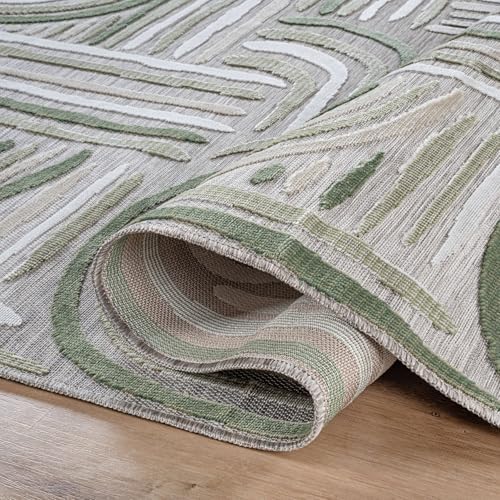 CAMILSON Indoor Outdoor Rug, Beige 9x12 Geometric Arch Striped Large Area Rugs for Patio and Home Areas, Easy-Cleaning Non-Shedding Living Room, Garden and Deck Washable Outside Carpet (9 x 12) - Image 3