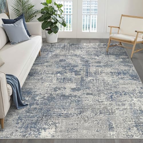 LOONGRUG 6x9 Area Rug Washable Neutral Modern Rug for Living Room Blue Gray by LOONGRUG