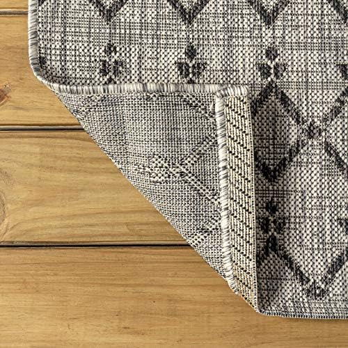 JONATHAN Y Moroccan Geometric Indoor Outdoor Square Area Rug 8X8 Light Gray/Black, Ourika Textured Weave for Backyard, Patio, Porch, Easy-Cleaning, High Traffic Pet-Friendly, Non-Shedding SMB108E-8SQ - Image 6
