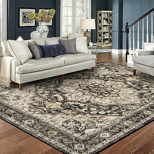 Washable 8x10 Area Rugs for Living Room: Soft Thin Rugs for Dining Room by TOPRUUG