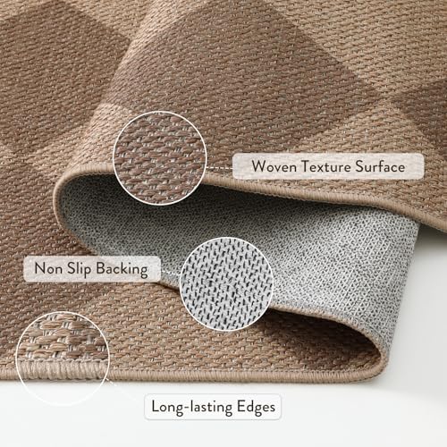 Lahome Checkered Easy Jute Living Room Rug, 8x10 Outdoor Rugs Washable - Image 5