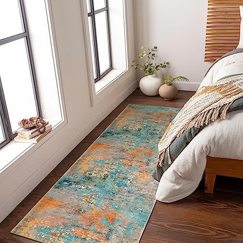 Lahome Modern Abstract Rug - 2x8 Colorful Hallway Runner Rug, Non Skid Washable, Bathroom Carpet, Indoor Floor Entryway Runner for Living Dining Bedroom Kitchen by Lahome