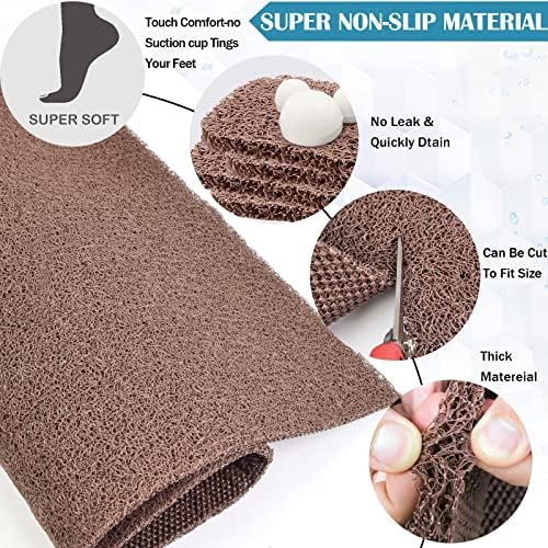 godehone Shower Mats Non Slip Without Suction Cups, PVC Loofah Bathroom Mats, Loofah Mats for Shower and Bathroom, Quick Drying, 23.6× 47.2 Inch, Brown - Image 4