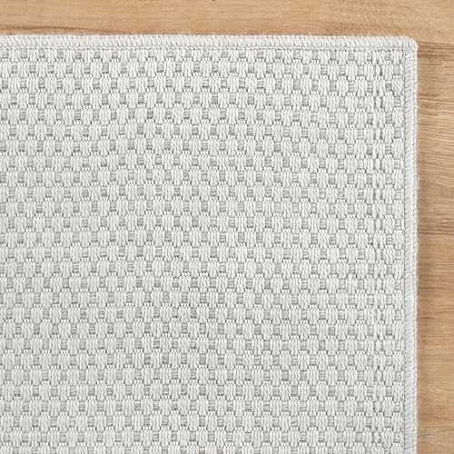 CAMILSON Indoor and Outdoor Runner Rug Off-White Solid Woven Design Easy-Cleaning Non Shedding Farmhouse Living Room Bedroom Garden Patio and Kitchen Washable Outside Carpet Alfombras (2x7) - Image 6