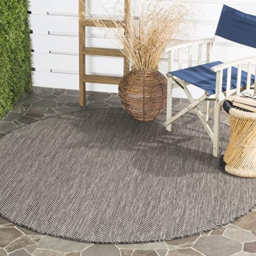 SAFAVIEH Courtyard Outdoor Round Rug 10', Modern Black & Beige CY8022-36621 by Unknown