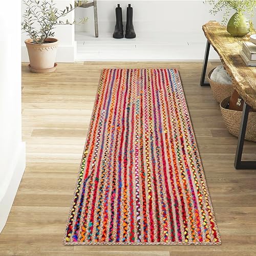 Hausattire Jute Cotton Braided Woven Runner 2x6 Feet - Multi Color - Image 4