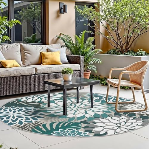 Arenarug Outdoor Rug Waterproof, Washable Patio Rug for Deck, 6x6, Teal - Image 2