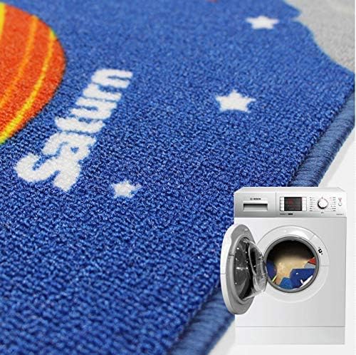 Blue Solar System Kids Area Rug Educational Learning Carpet Fun Rug Children Area Rug for Playroom & Nursery (79" Round, Round Solar) - Image 4