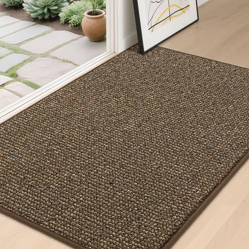 BEQHAUSE Dirt Trapper Door Mat 32" x 48", Non-Slip Washable Doormats, Brown by BEQHAUSE