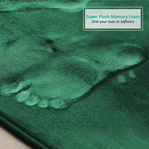 Clara Clark 2 Piece Bathroom Rugs, Velvet Memory Foam Bath Mat Set, Non-Slip Bath Rugs, Machine Wash, Dries Quickly, Ultra Soft Plush Bath Mats for Bathroom, 17 x 24 + Contour, Hunter Green - Image 6