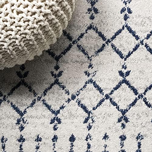 JONATHAN Y Boho Vintage Diamond Cream/Navy Indoor Area Rug 8X10 ft, Moroccan Hype for Living Room, Bedroom, Kitchen, Office, Easy-Cleaning, High Traffic, Pet-Friendly, Non-Shedding (MOH101F-8) - Image 4