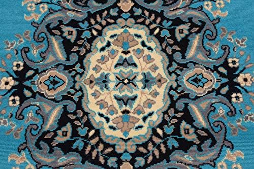 Unique Loom Reza Collection Traditional Persian Style Area Rug, 8' 0" x 8' 0", Turquoise/Ivory - Image 6
