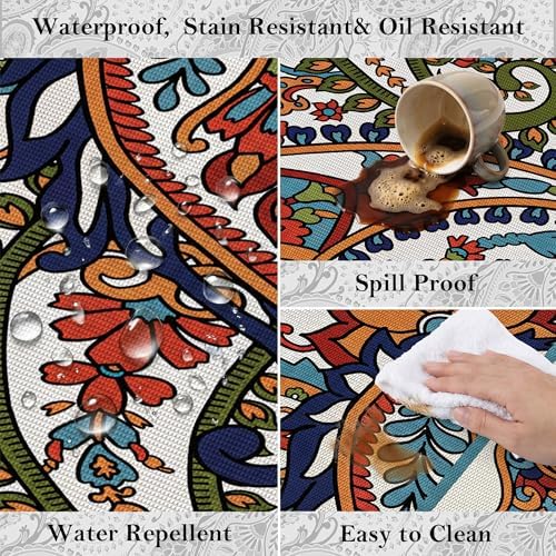 Arenarug Paisley Waterproof Outdoor Rug 5x8, UV Resistant, White Multi - Image 3