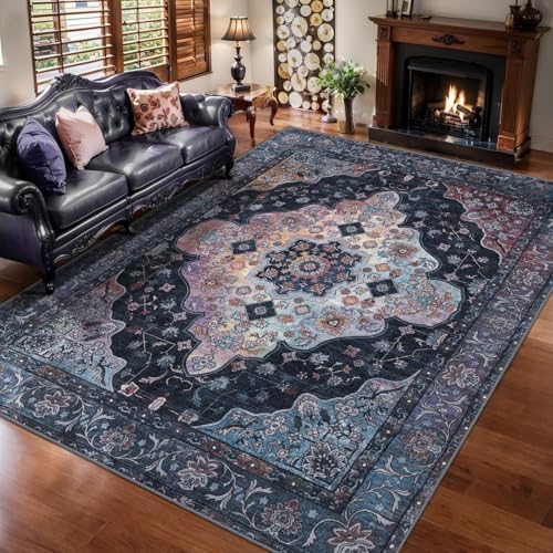 Tangsoo 5x7 Washable Area Rugs for Living Room, Vintage Indoor Non Slip Rug by Tangsoo