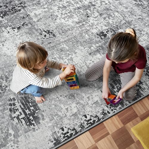 3x7 Grey Rug Runners for Hallways Kitchen Runner Rug Non Slip Washable Black Long Runner Rugs with Rubber Backing Soft Abstract Carpet Runner for Bedroom, Kitchen, Bathroom, Entryway - Image 4